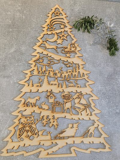 Fensterbild *Baum Wichtel, Schneemann*